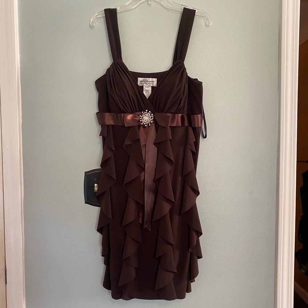 NWT Brown ruffle mini dress vintage
